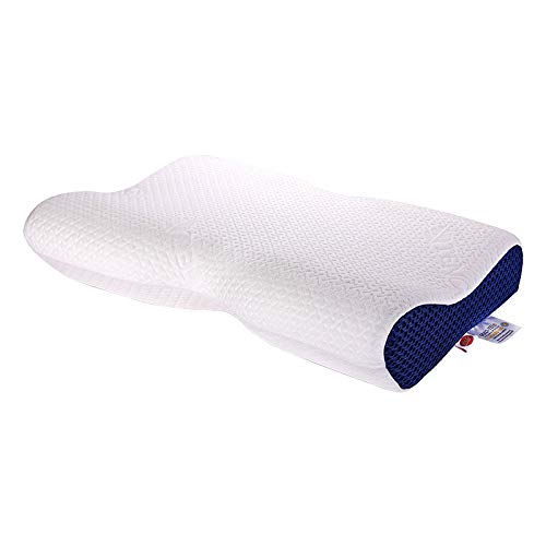Contour Memory Foam Cervical Pillow with Washable Pillowcase, Blue