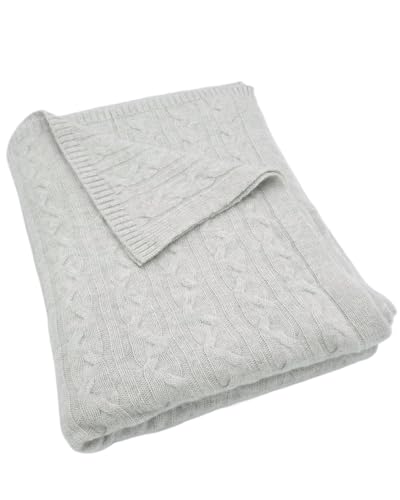 Alashan Cashmere 100% Cashmere Cozy Cable Knit Throw