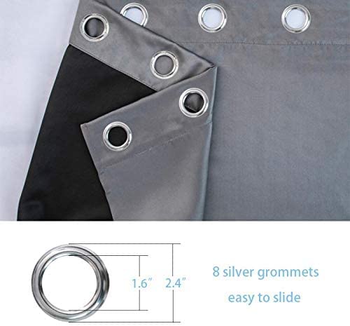 100% Cotton Double-Layer Blackout Curtain Panels with Grommets, Set of 2, Navy Blue, 52 × 52 in