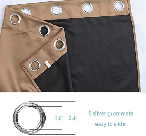 100% Cotton Double-Layer Blackout Curtain Panels with Grommets, Set of 2, Navy Blue, 52 × 52 in