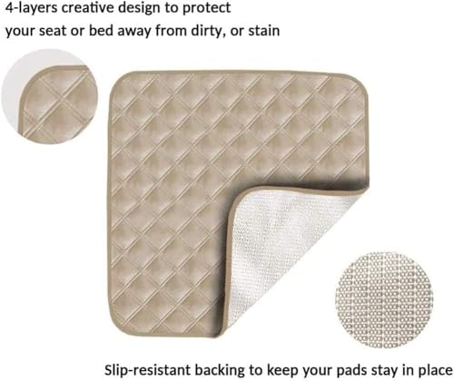 2-Piece Reusable Waterproof Absorbent Chair Pads, Brown, 56 × 53 cm