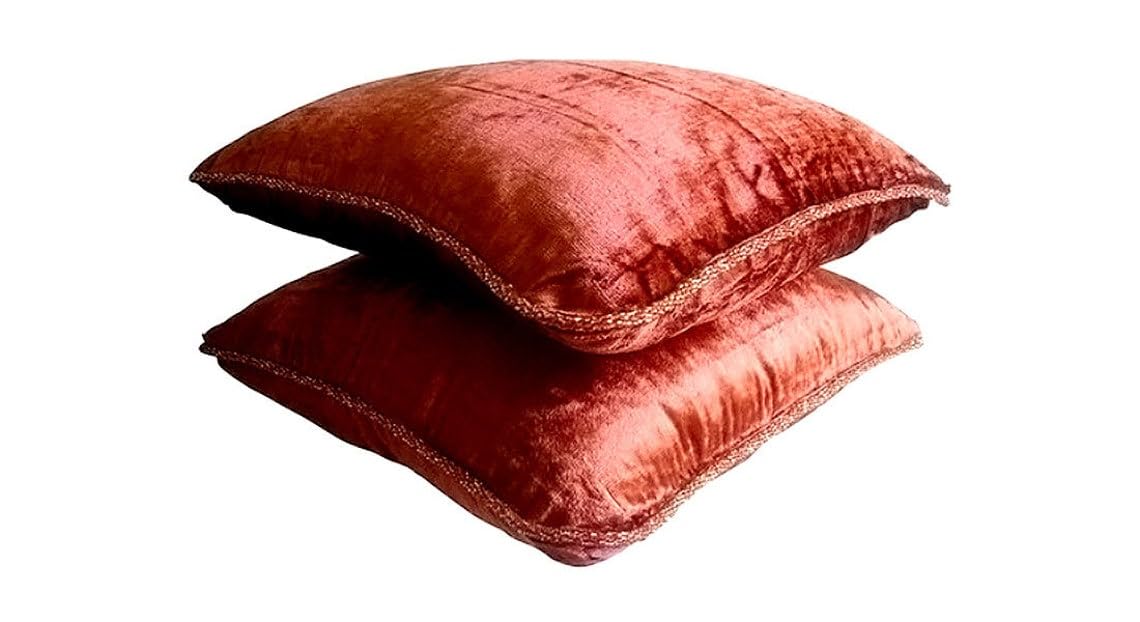 Light Brown Velvet Beaded Cord Cushion Cover, Choco Shimmer
