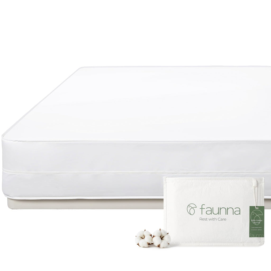 FAUNNA 100% Cotton Mattress Encasement Full 16&Duvet Cover Full
