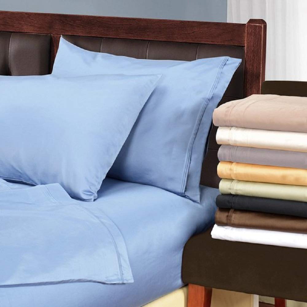 HNU 4 Piece King Modern & Contemporary Deep Pocket 1500 Thread Count Egyptian Cotton Sheets Set, Traditional Classic Solid Color Fully Elasticized Fitted Flat Sheets Super Soft Sage Green Sheets Set
