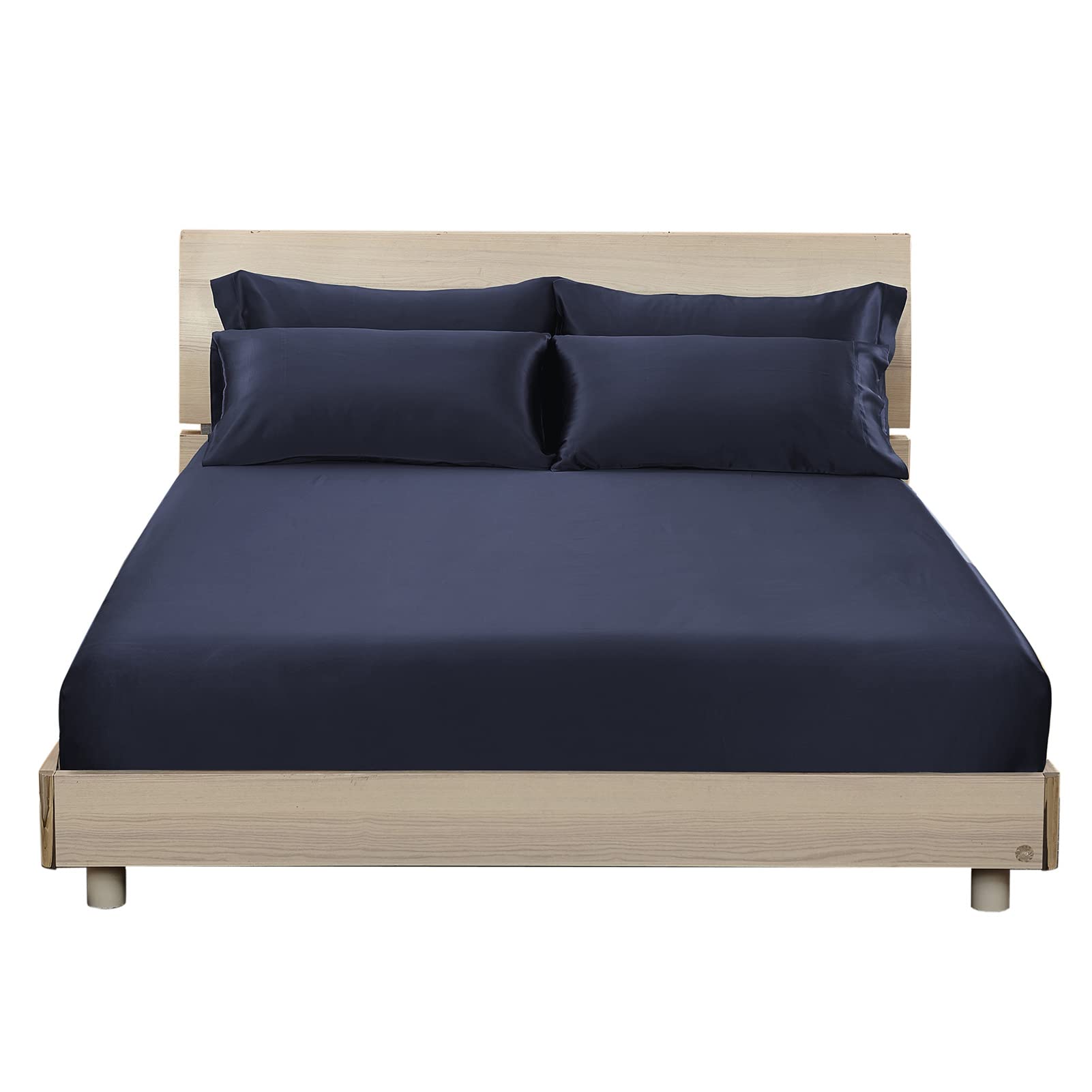 3-Piece 100% Mulberry Silk Fitted Sheet Set with 2 Pillowcases, 19 Momme, 16" Deep Pocket