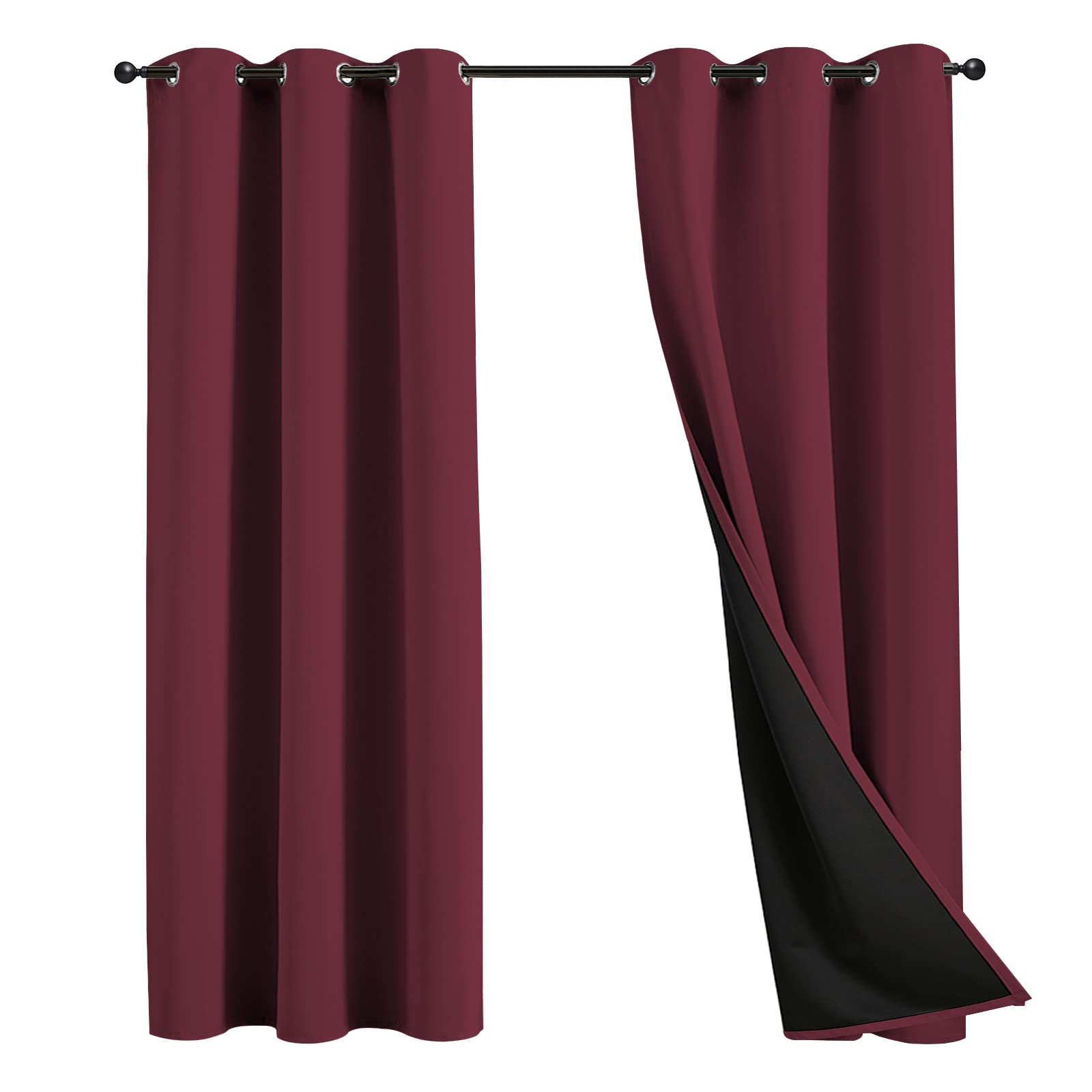 JSFLY 100% Blackout Curtains 84 inch Length for Bedroom 2 Panels