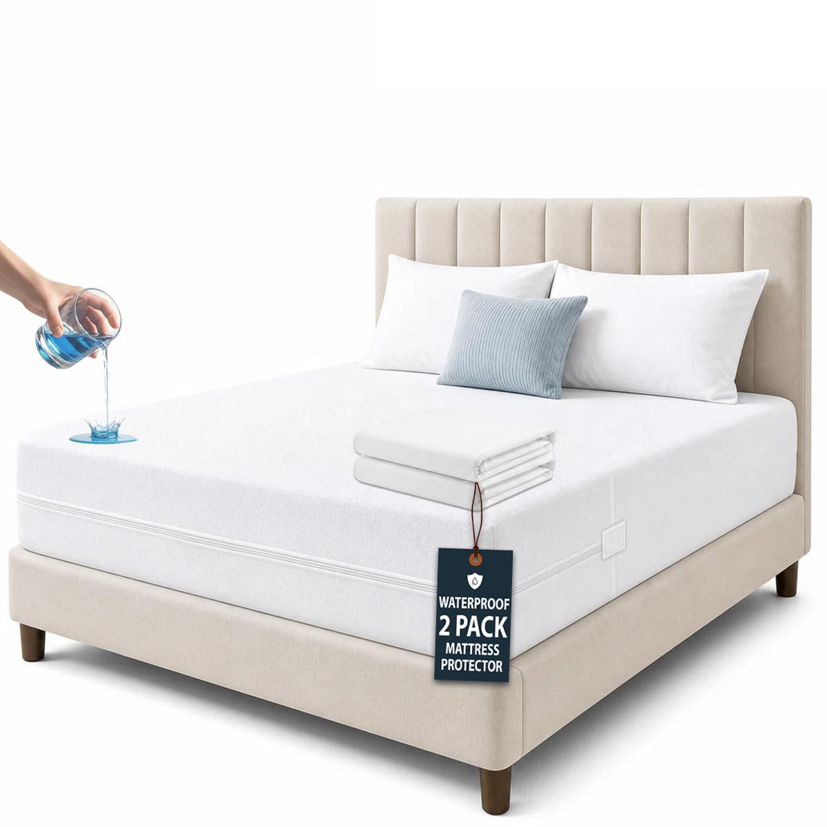 Waterproof Zippered Mattress Encasement, Breathable & Machine Washable