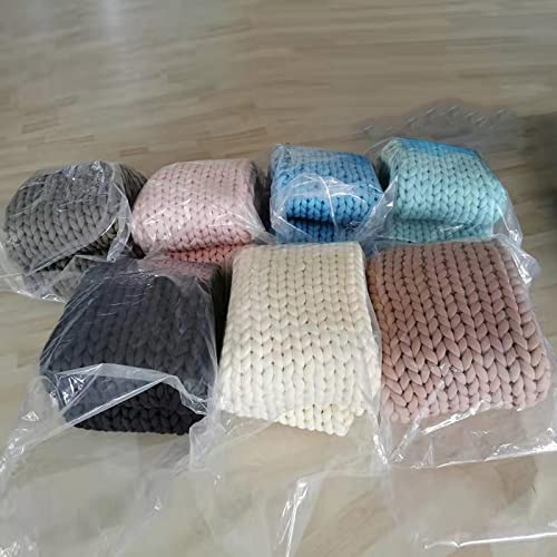 Chunky Knit Cotton Throw Blanket, Soft & Warm, Navy, 150 × 200 cm