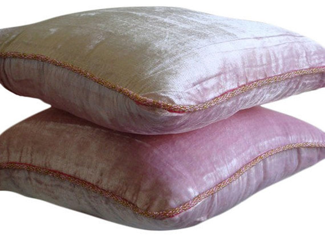 Light Brown Velvet Beaded Cord Cushion Cover, Choco Shimmer