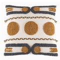 Geometric Embroidered Tassel Cushion Cover, Brown & Gray