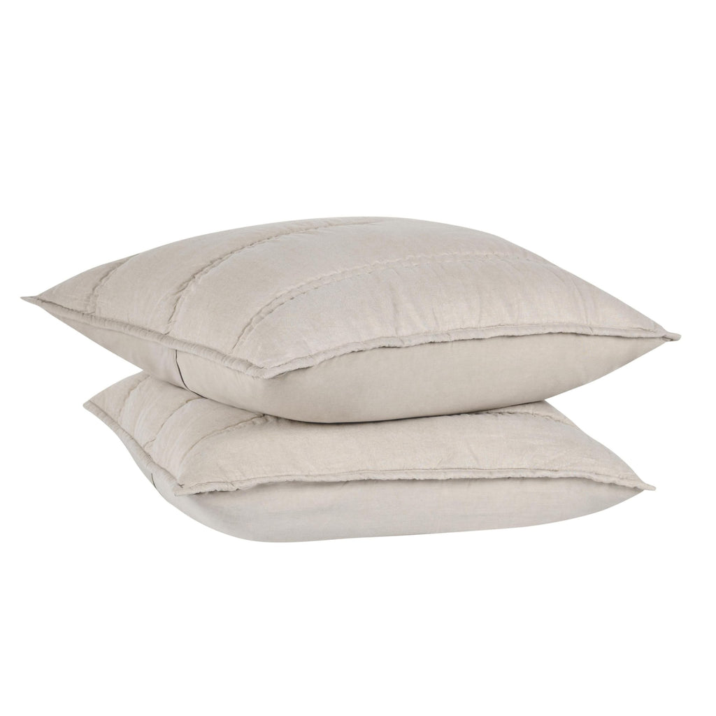 Benjara Rawi Square Euro Pillow Sham, 26 Inch Beige Channel Ramie and Cotton