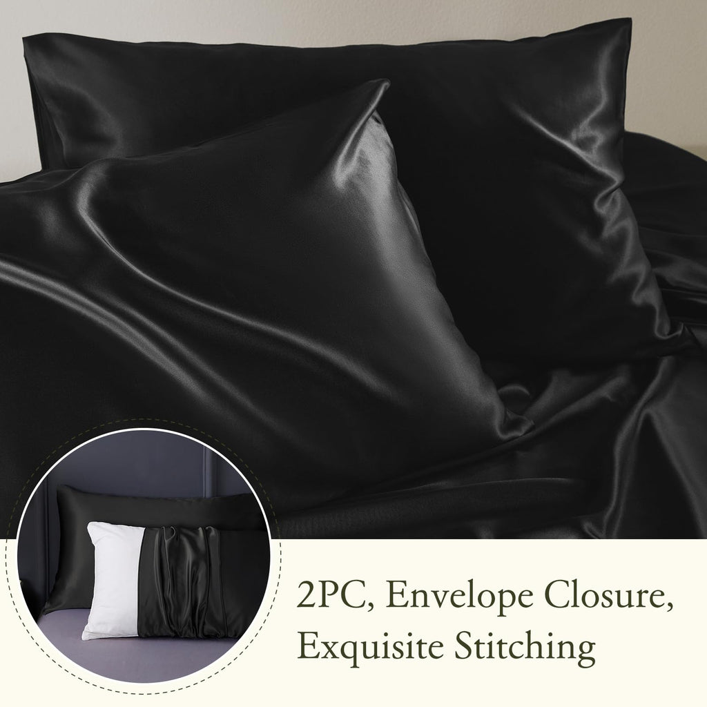 3-Piece 100% Mulberry Silk Fitted Sheet Set with 2 Pillowcases, 19 Momme, 16" Deep Pocket