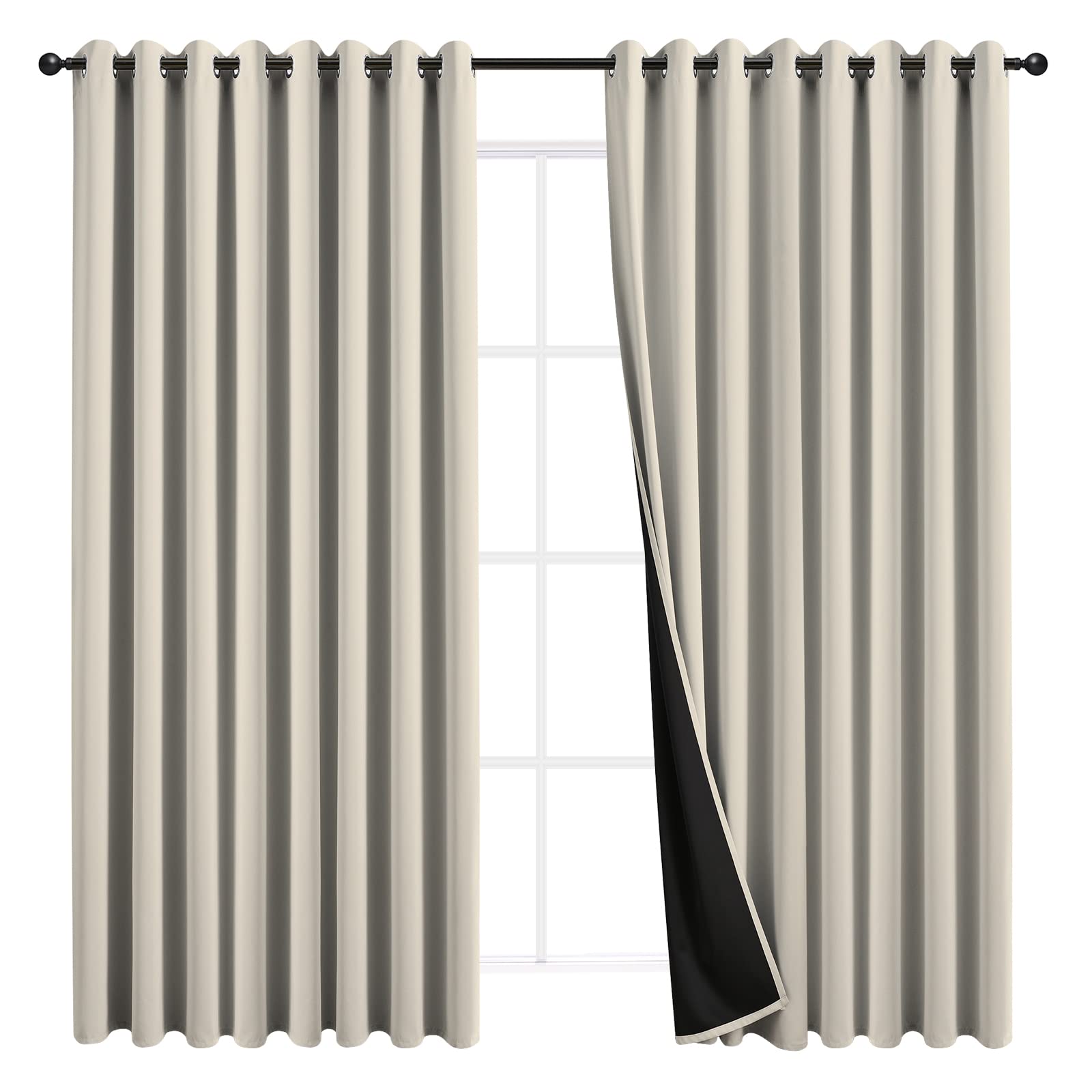 JSFLY 100% Blackout Curtains 84 inch Length for Bedroom 2 Panels