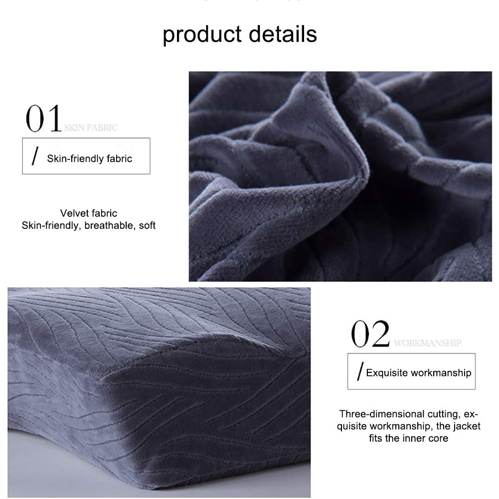 Ergonomic Contour Memory Foam Cervical Neck Pillow with Pillowcase
