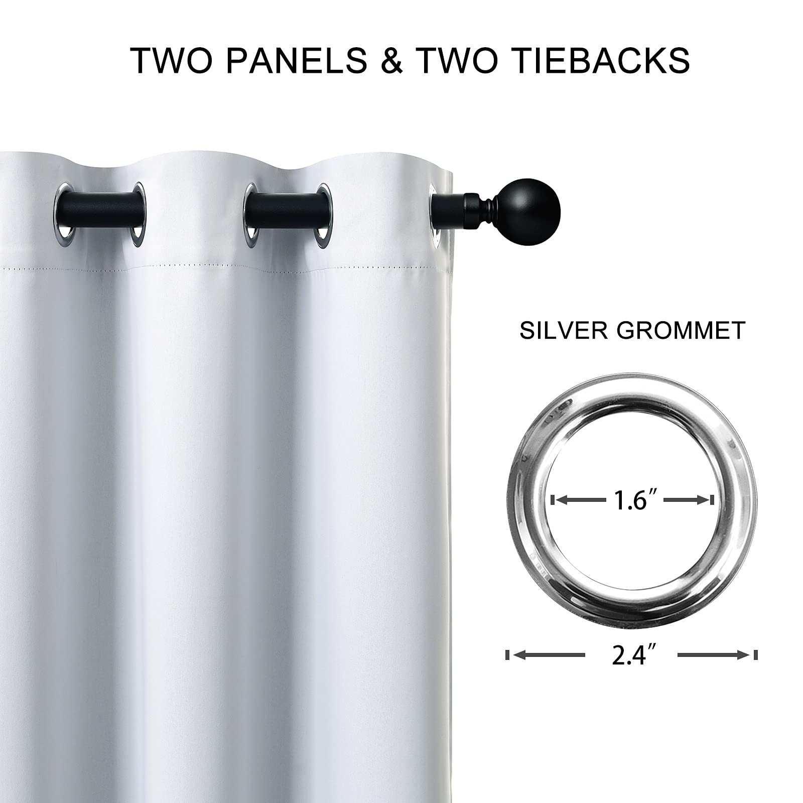 JSFLY 100% Blackout Curtains 84 inch Length for Bedroom 2 Panels