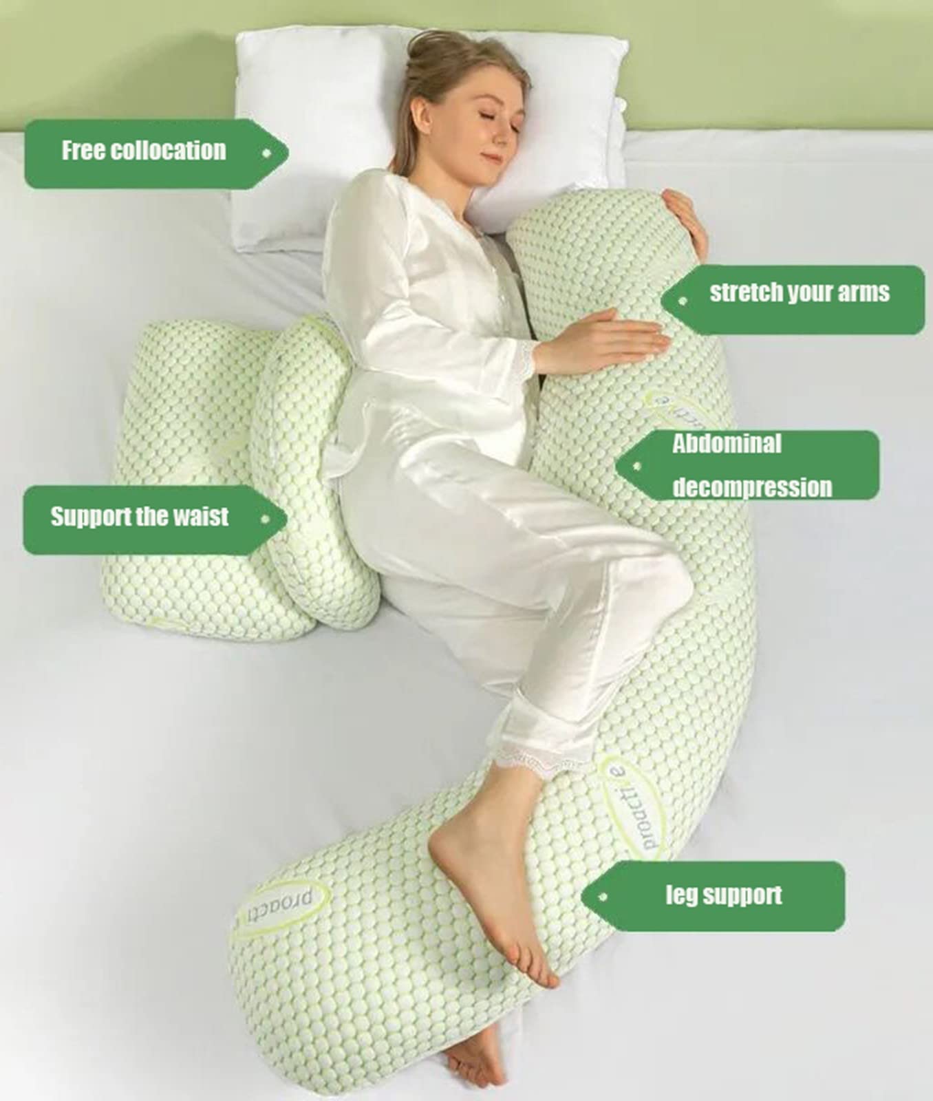 G-Shaped Full Body Pregnancy Pillow, Detachable, 150 × 50 cm