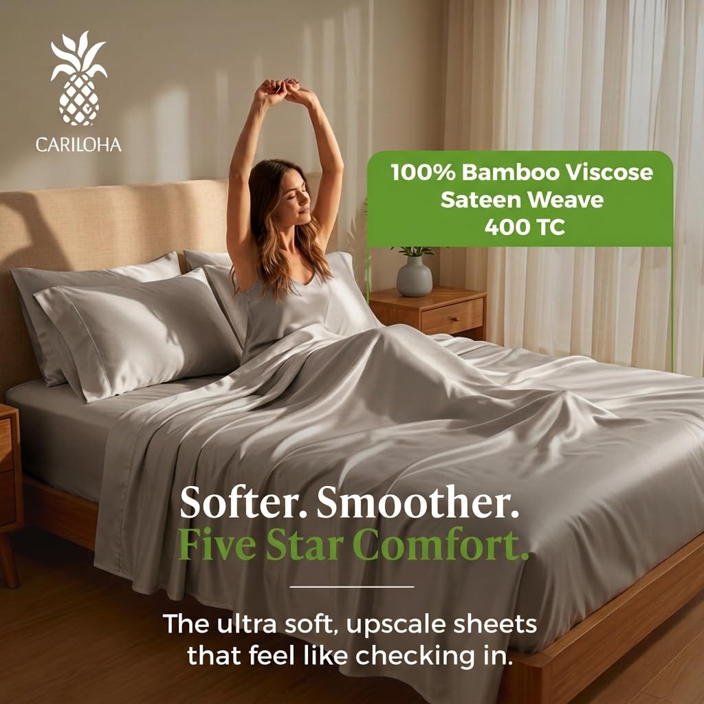 Cariloha Resort Sheet Set - Cooling Viscose from Bamboo - Harbor Gray - Queen