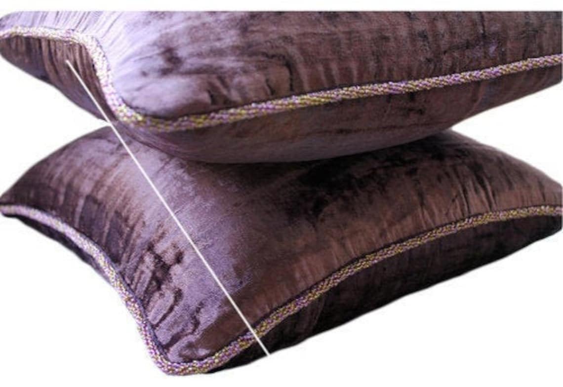 Light Brown Velvet Beaded Cord Cushion Cover, Choco Shimmer