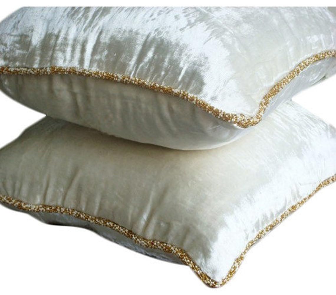 Light Brown Velvet Beaded Cord Cushion Cover, Choco Shimmer