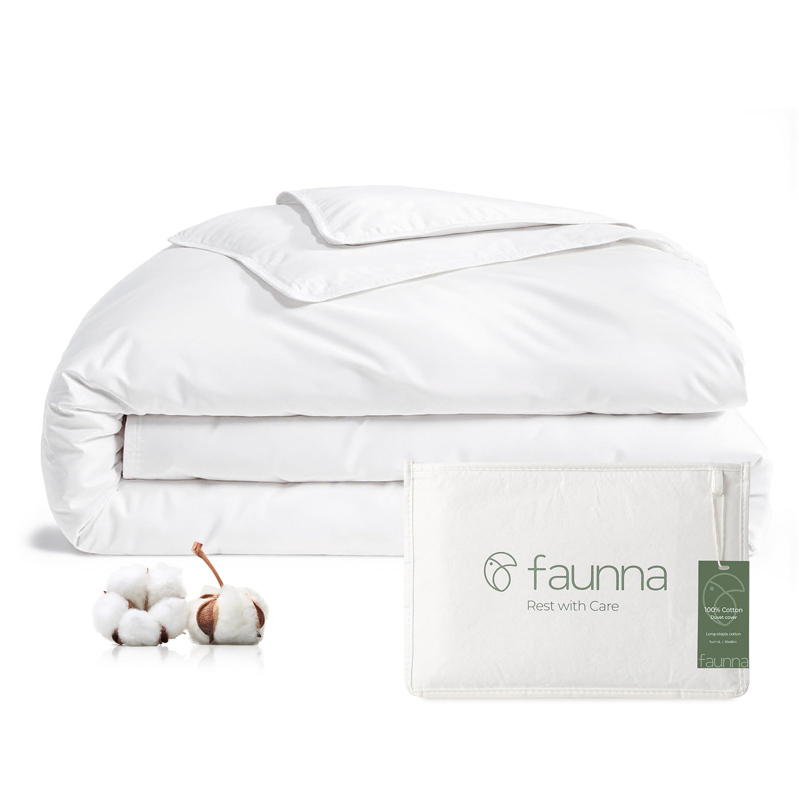 FAUNNA 100% Cotton Mattress Encasement Full 16&Duvet Cover Full