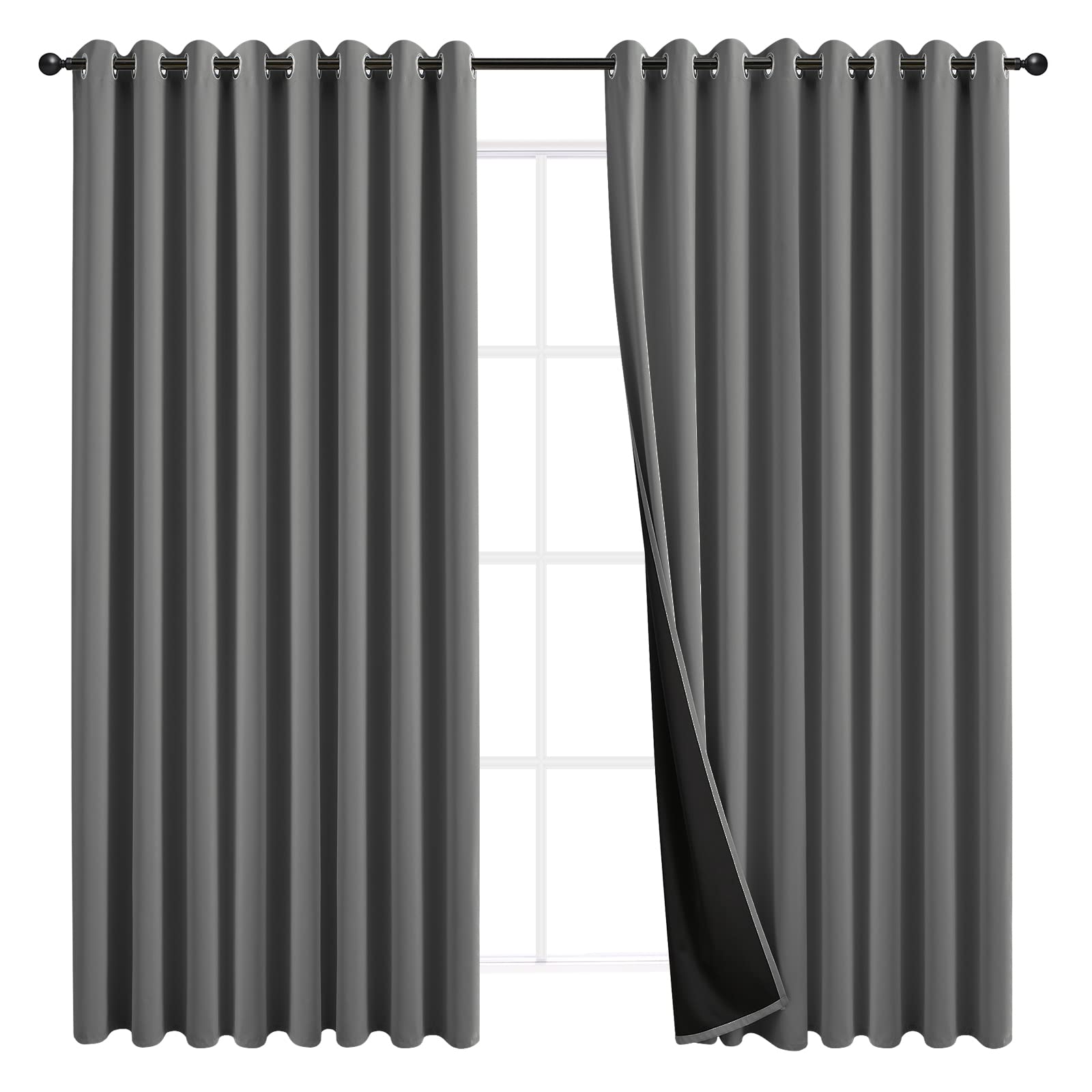 JSFLY 100% Blackout Curtains 84 inch Length for Bedroom 2 Panels