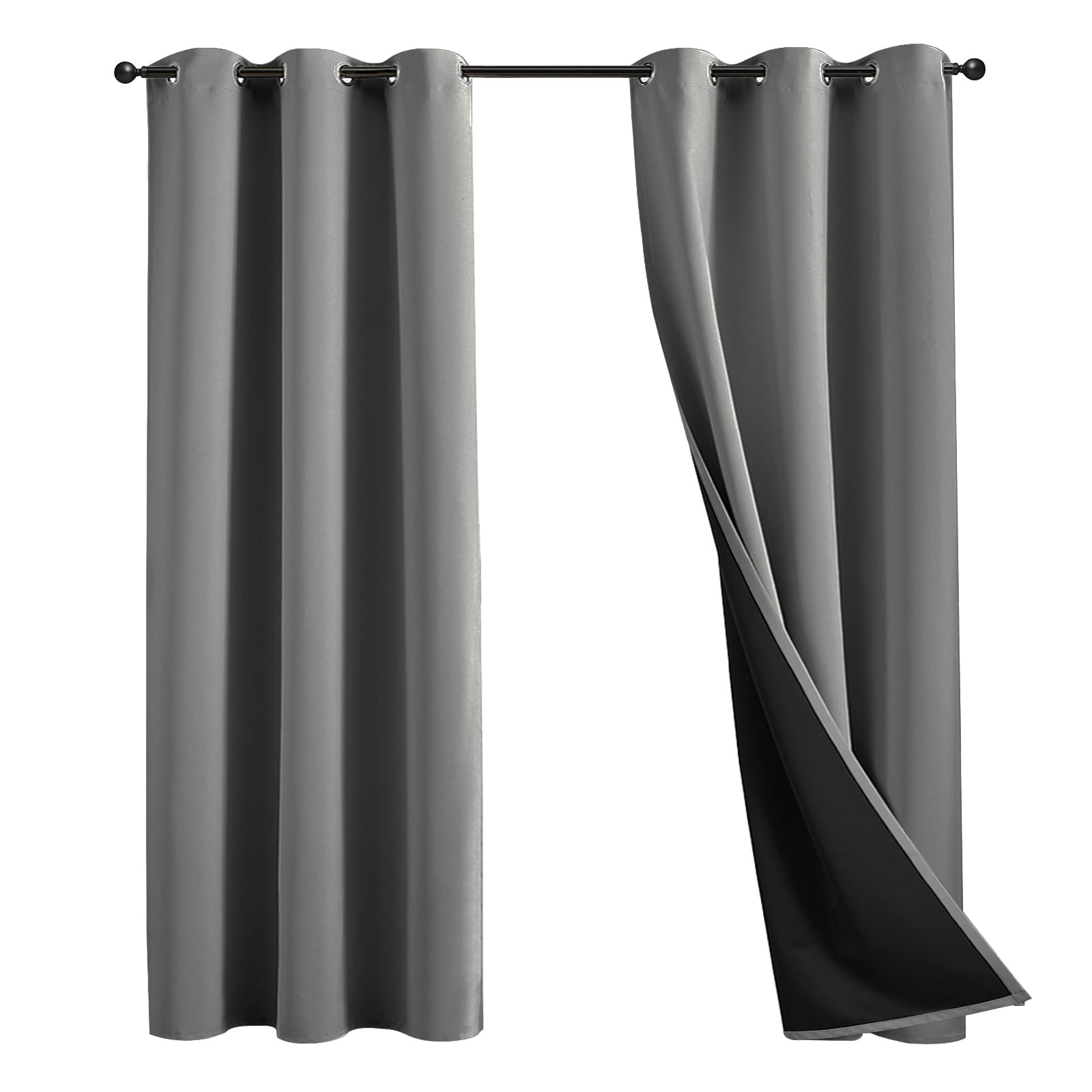 JSFLY 100% Blackout Curtains 84 inch Length for Bedroom 2 Panels
