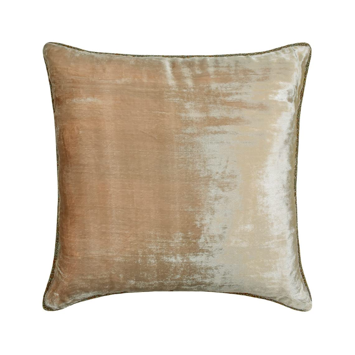 Light Brown Velvet Beaded Cord Cushion Cover, Choco Shimmer