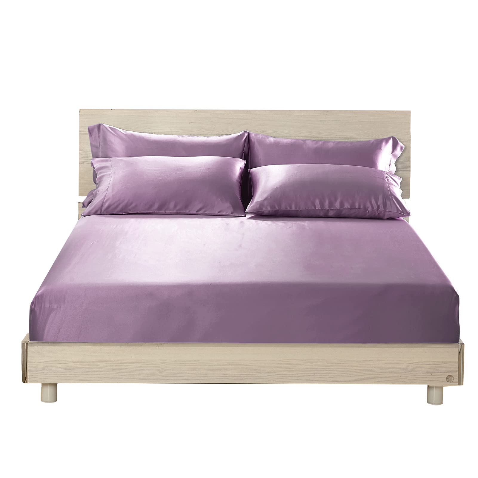 3-Piece 100% Mulberry Silk Fitted Sheet Set with 2 Pillowcases, 19 Momme, 16" Deep Pocket