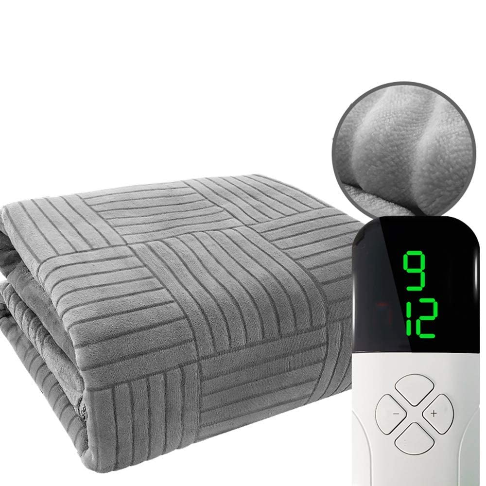 Electric Heated Blanket with 9 Heat Levels, 1–12H Timer & Auto Shut-Off
