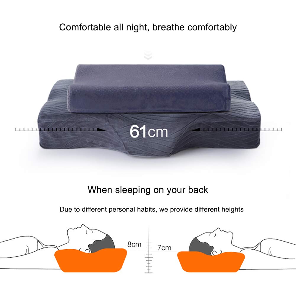 Ergonomic Contour Memory Foam Cervical Neck Pillow with Pillowcase