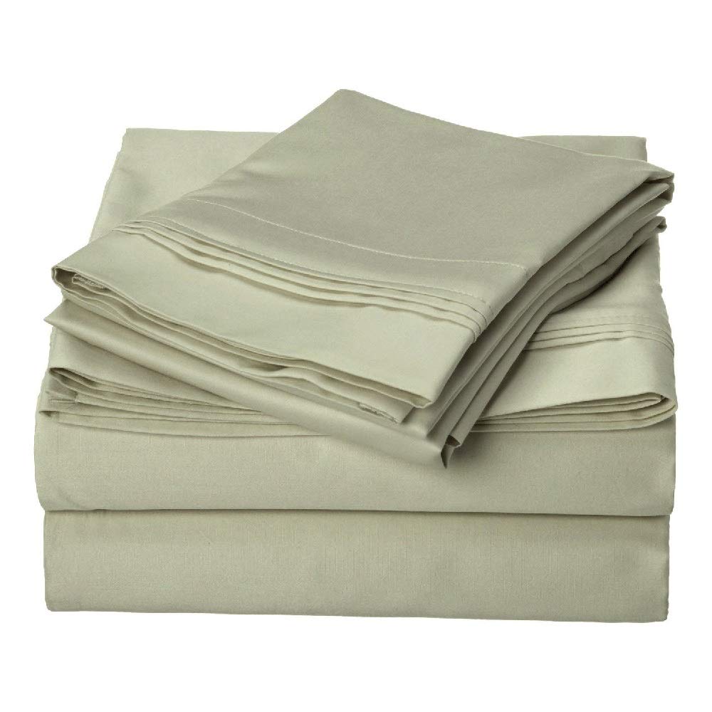 4-Piece King Egyptian Cotton Sheet Set, 1500 Thread Count, Deep Pocket, Sage Green