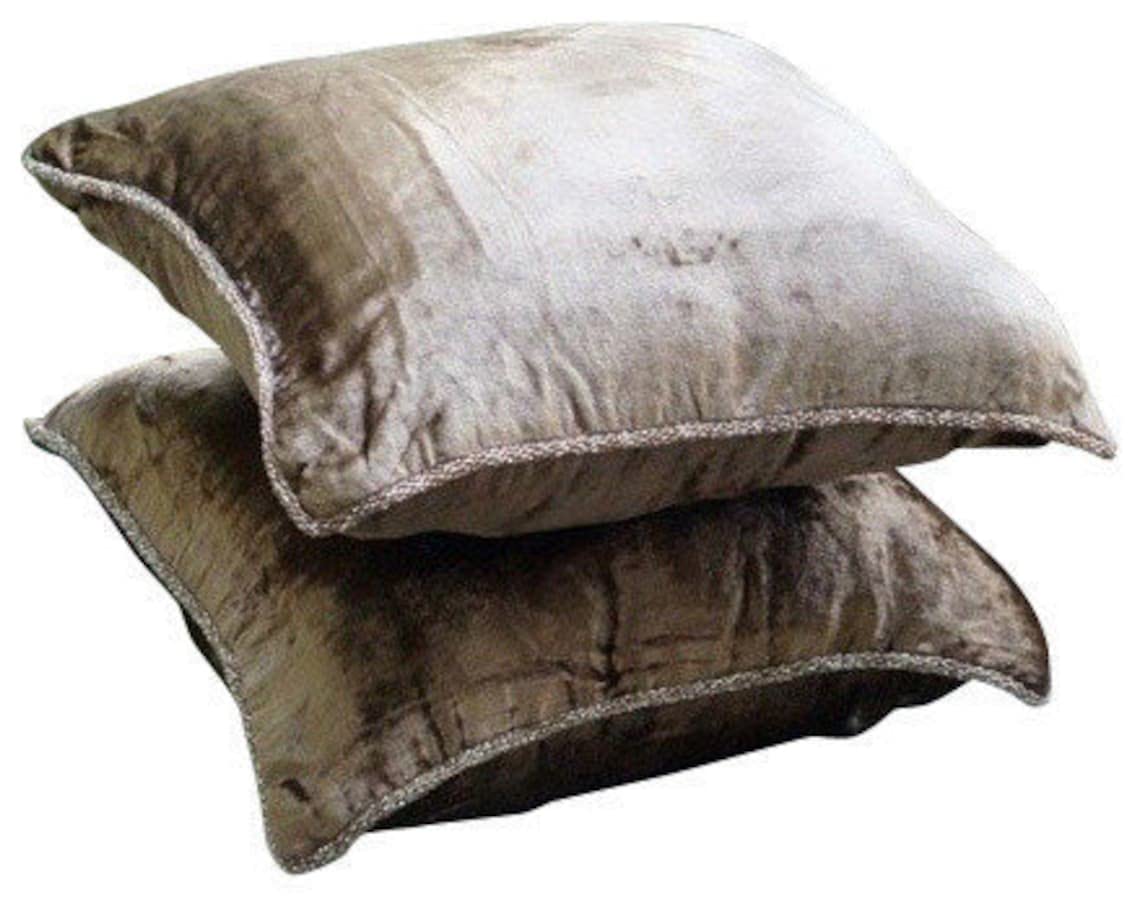 Light Brown Velvet Beaded Cord Cushion Cover, Choco Shimmer