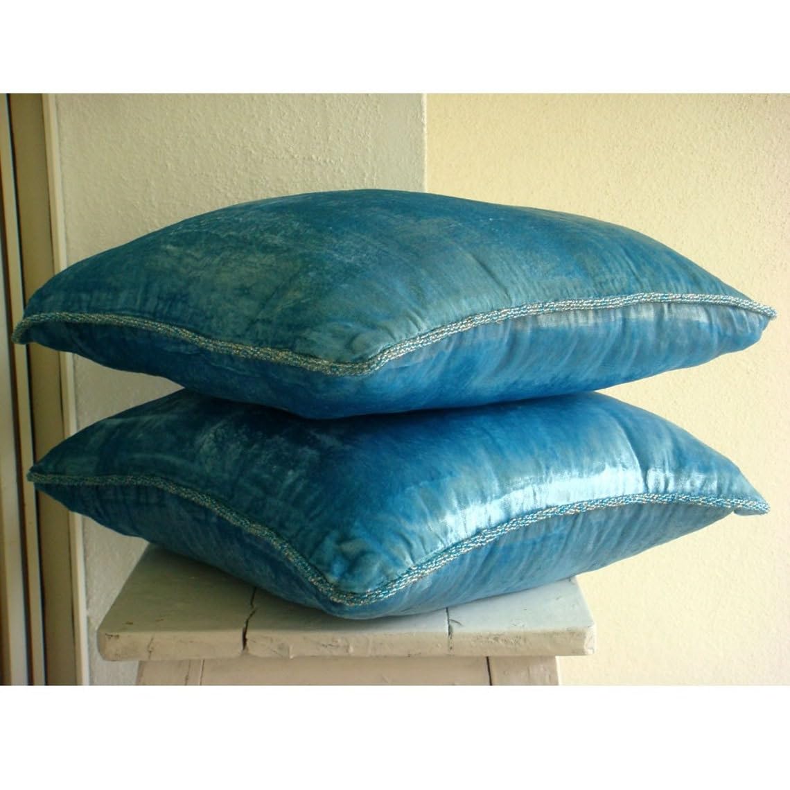 Light Brown Velvet Beaded Cord Cushion Cover, Choco Shimmer