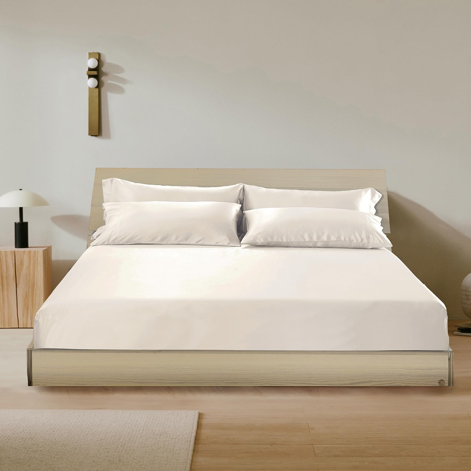 3-Piece 100% Mulberry Silk Fitted Sheet Set with 2 Pillowcases, 19 Momme, 16" Deep Pocket