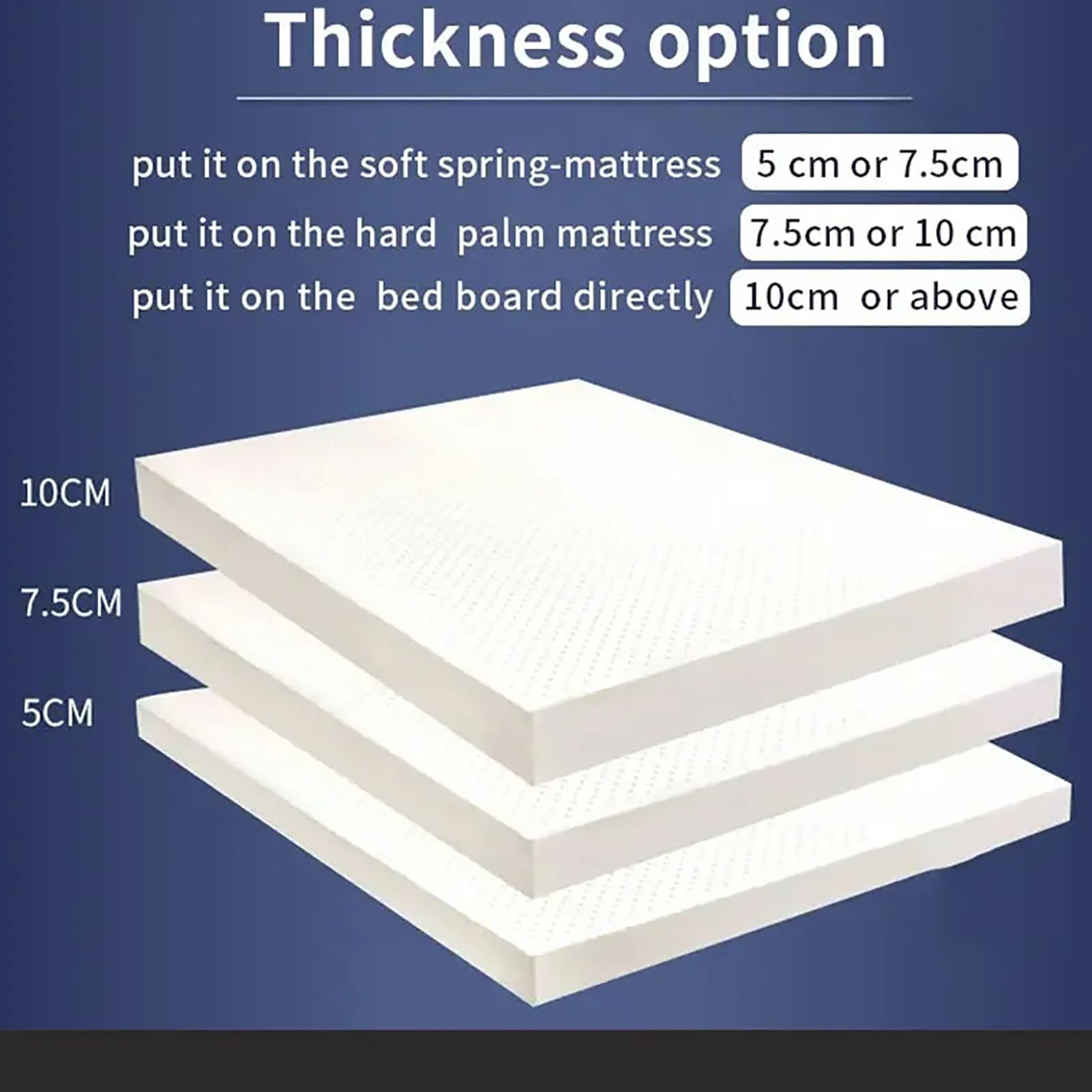 Natural Latex Mattress Topper with Cotton Cover, 7.5 cm, 200 × 220 cm