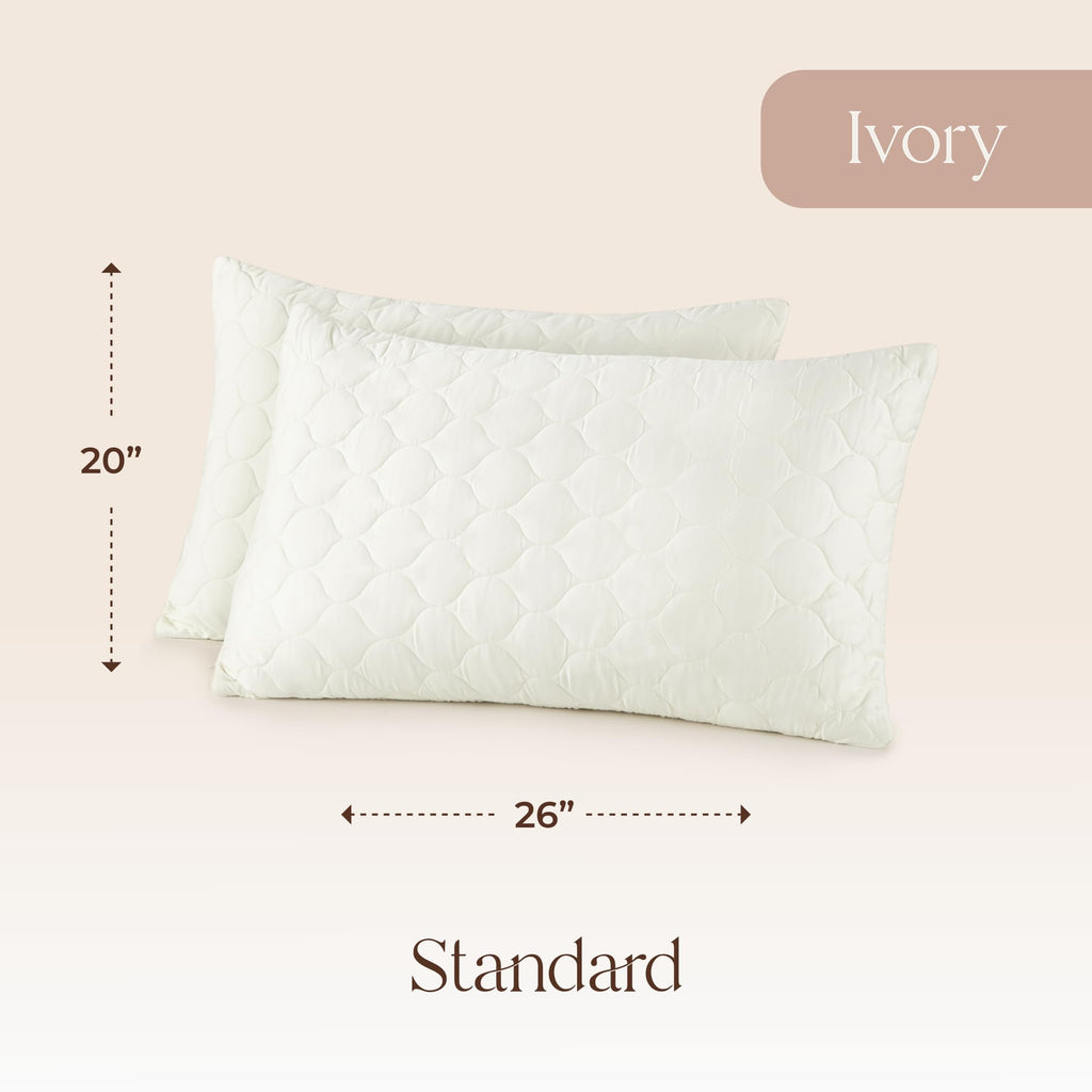 Whisper Organics Quilted Pillow Protector 100% Organic Cotton, Edge Piping