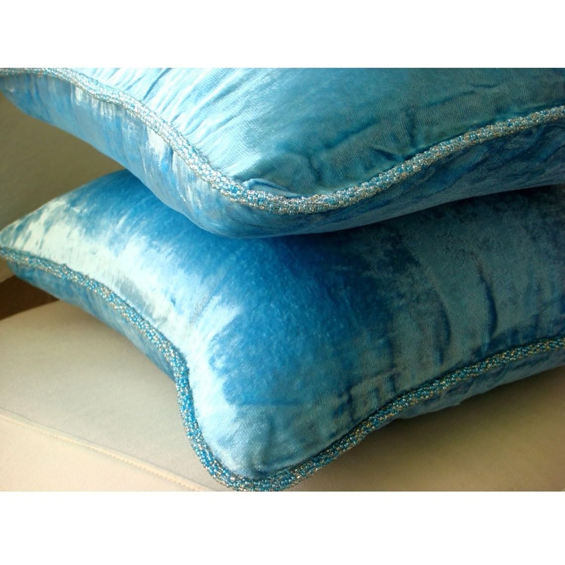 Light Brown Velvet Beaded Cord Cushion Cover, Choco Shimmer