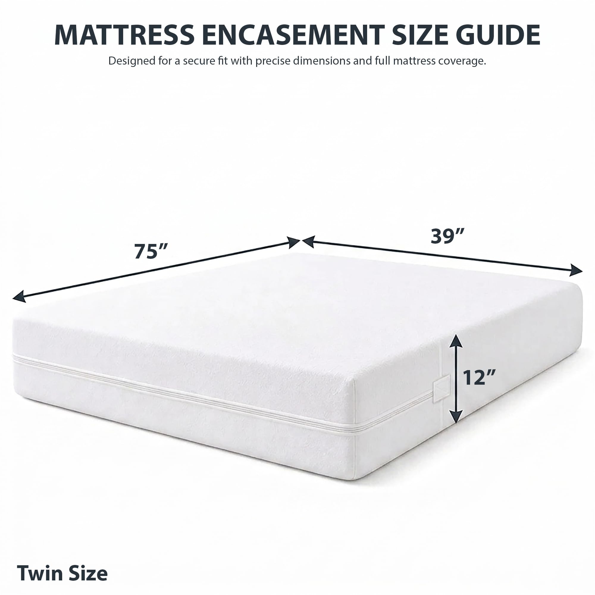 Waterproof Zippered Mattress Encasement, Breathable & Machine Washable