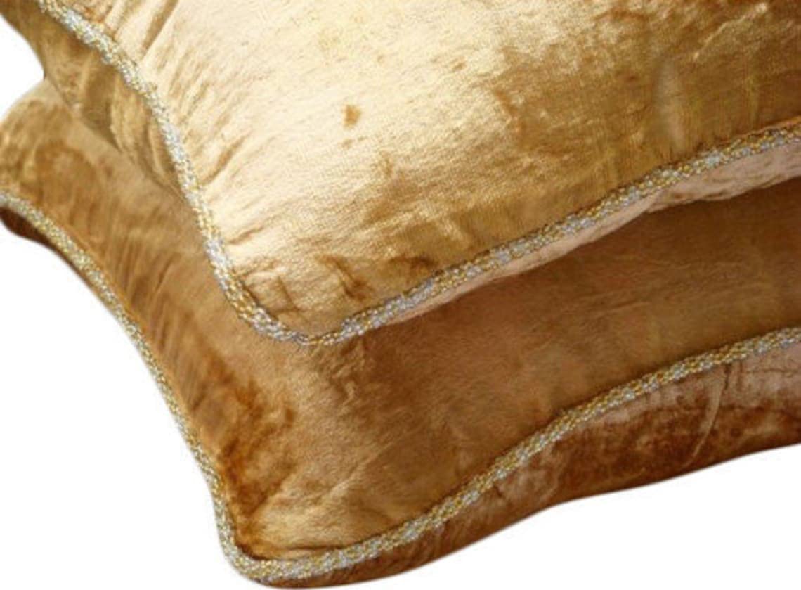 Light Brown Velvet Beaded Cord Cushion Cover, Choco Shimmer