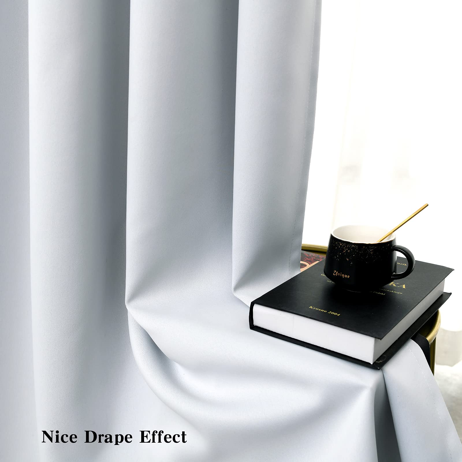 JSFLY 100% Blackout Curtains 84 inch Length for Bedroom 2 Panels