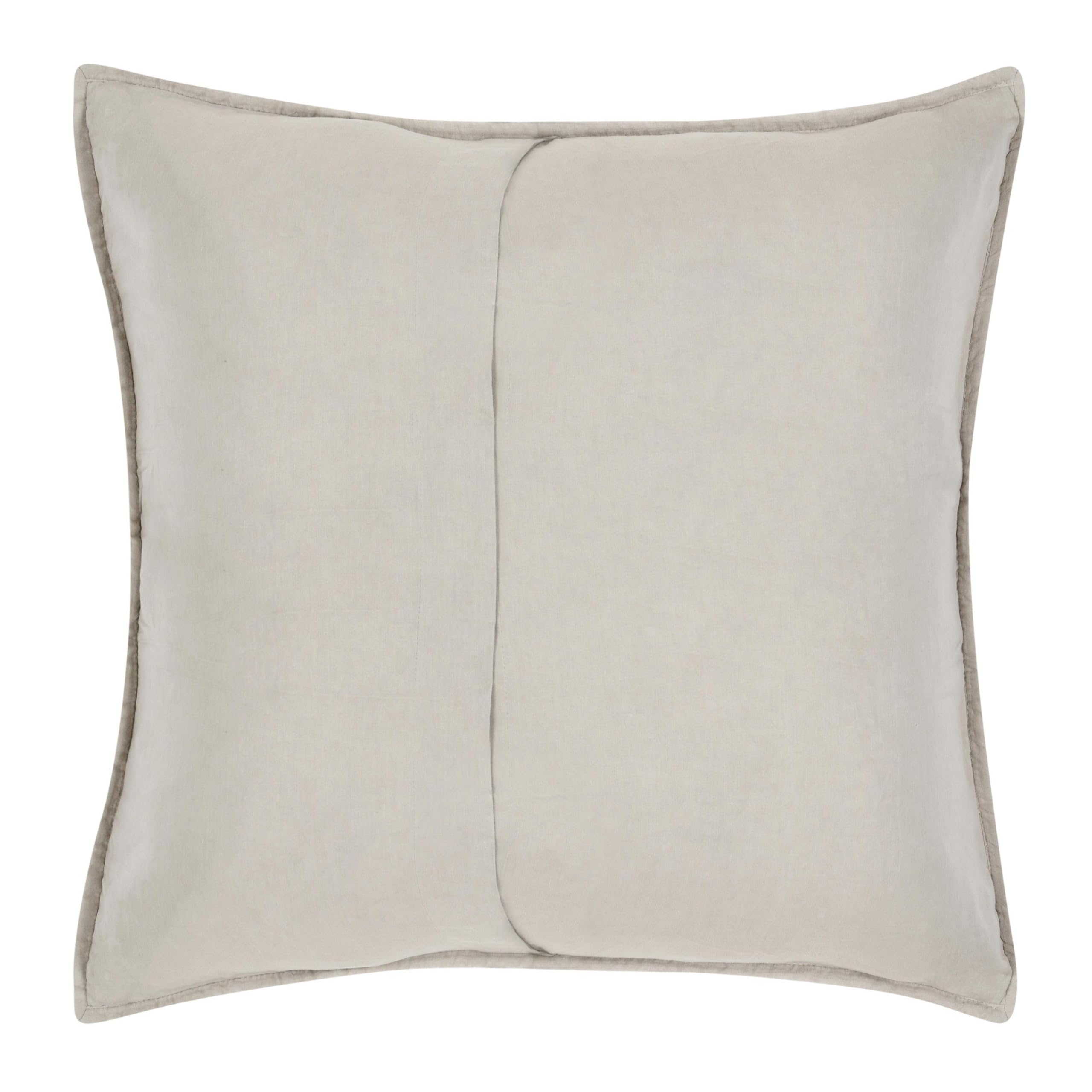 Benjara Rawi Square Euro Pillow Sham, 26 Inch Beige Channel Ramie and Cotton