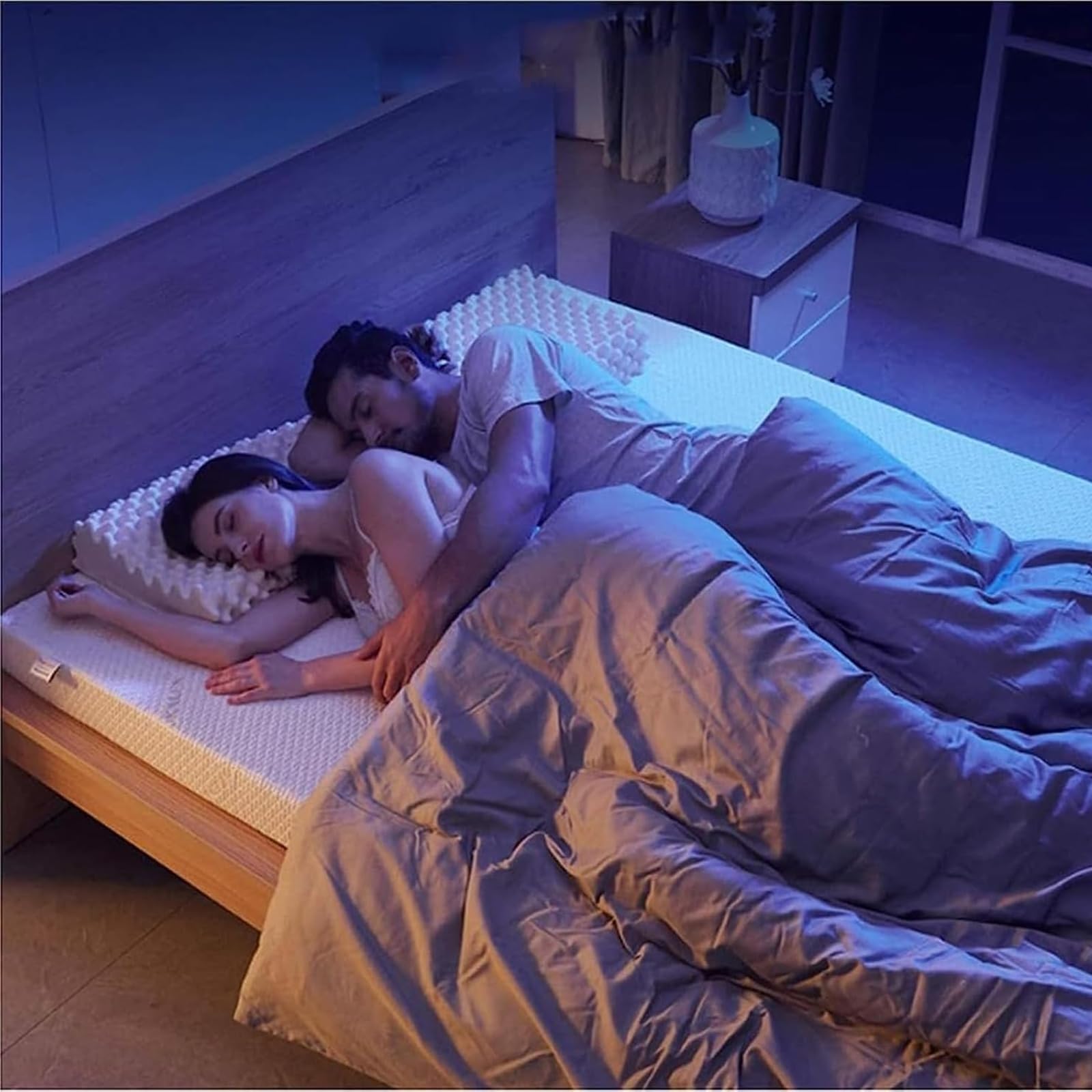 100% Natural Latex Mattress Topper with Removable Washable Cover, 4", 200 × 200 cm