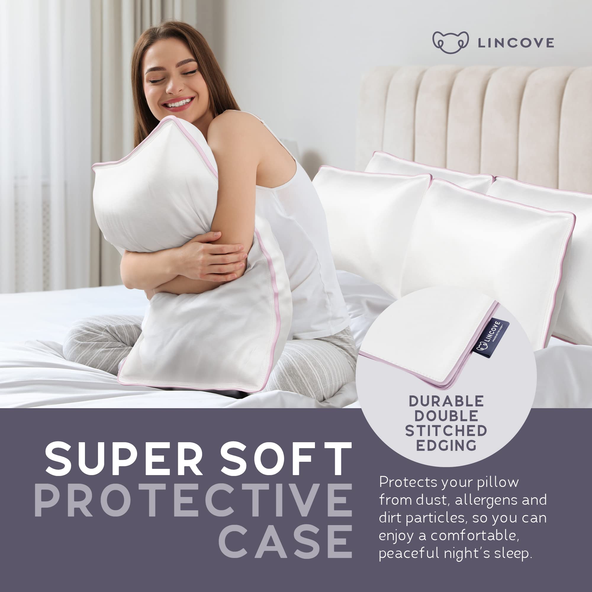 100% Cotton Sateen Pillow Protector, 400 Thread Count