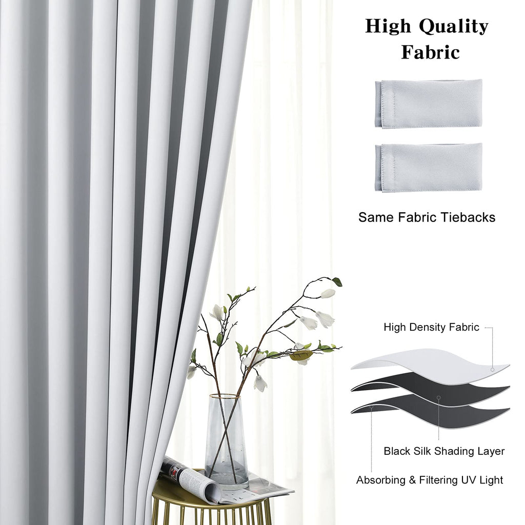 JSFLY 100% Blackout Curtains 84 inch Length for Bedroom 2 Panels