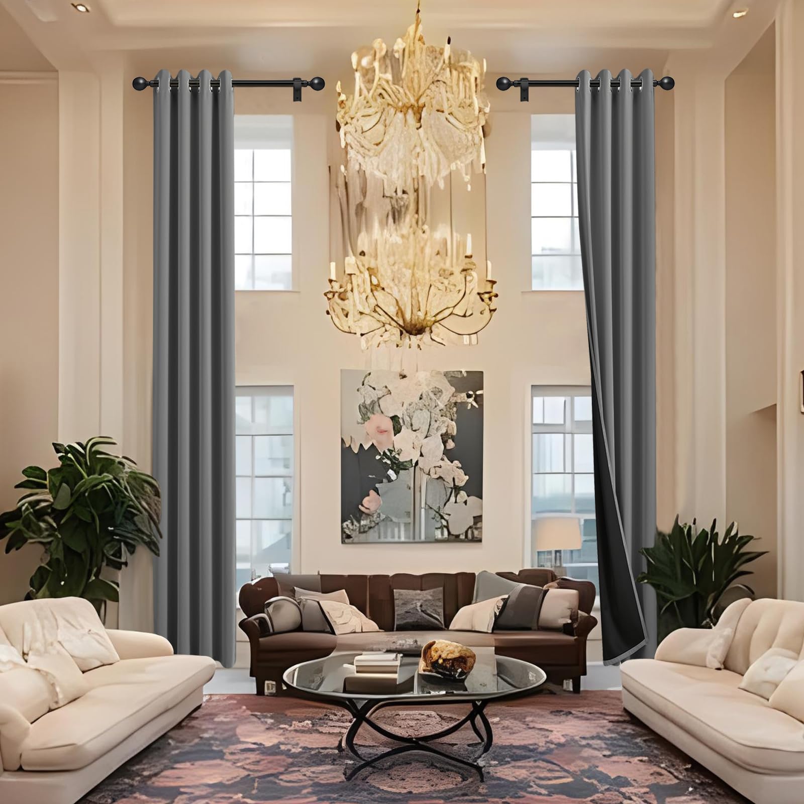 JSFLY 100% Blackout Curtains 84 inch Length for Bedroom 2 Panels