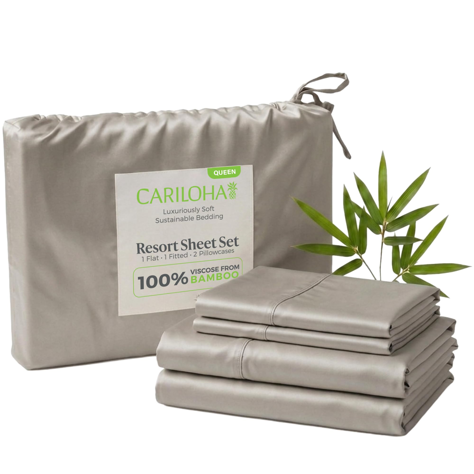 Cariloha Resort Sheet Set - Cooling Viscose from Bamboo - Harbor Gray - Queen