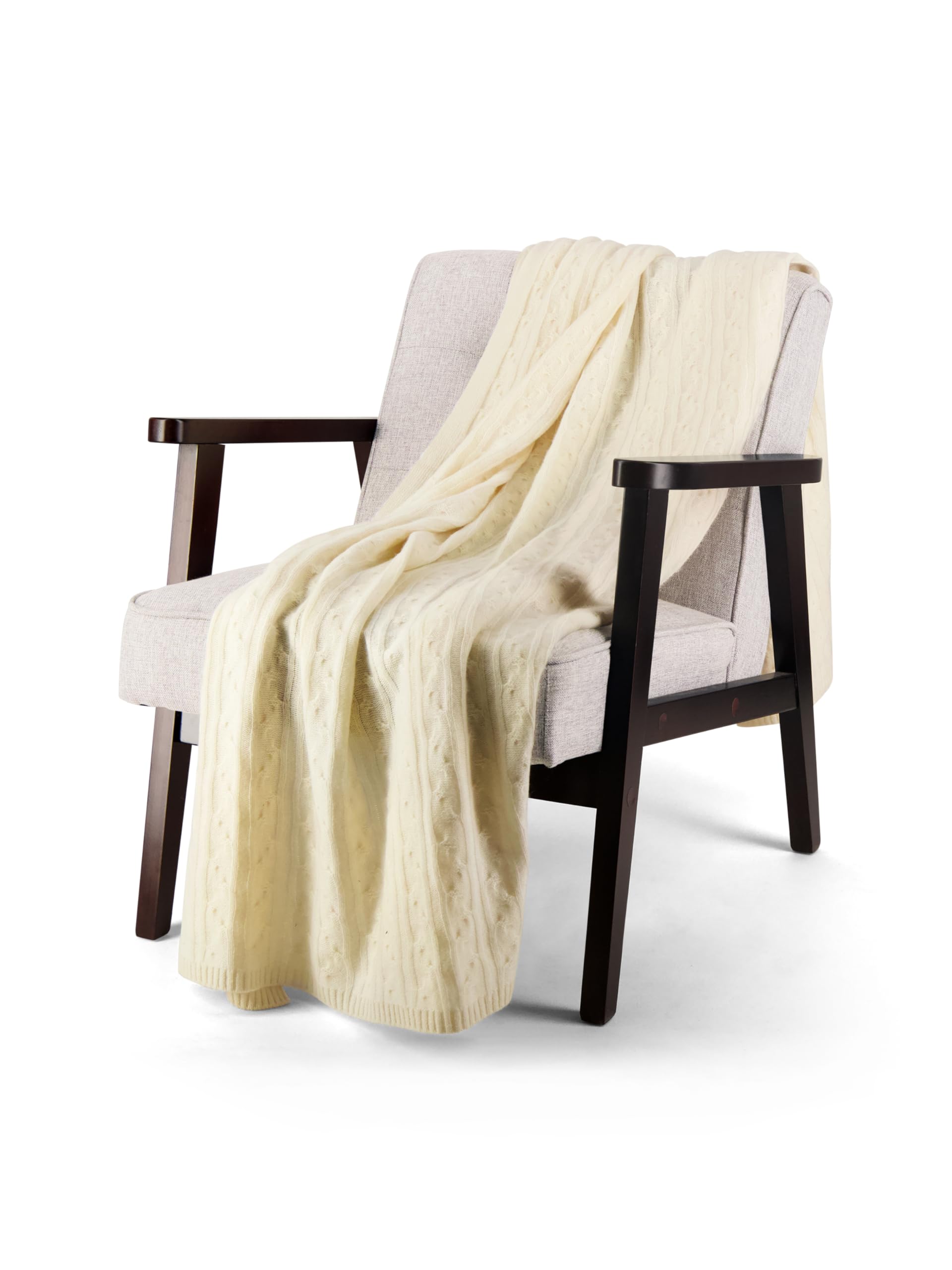 Alashan Cashmere 100% Cashmere Cozy Cable Knit Throw