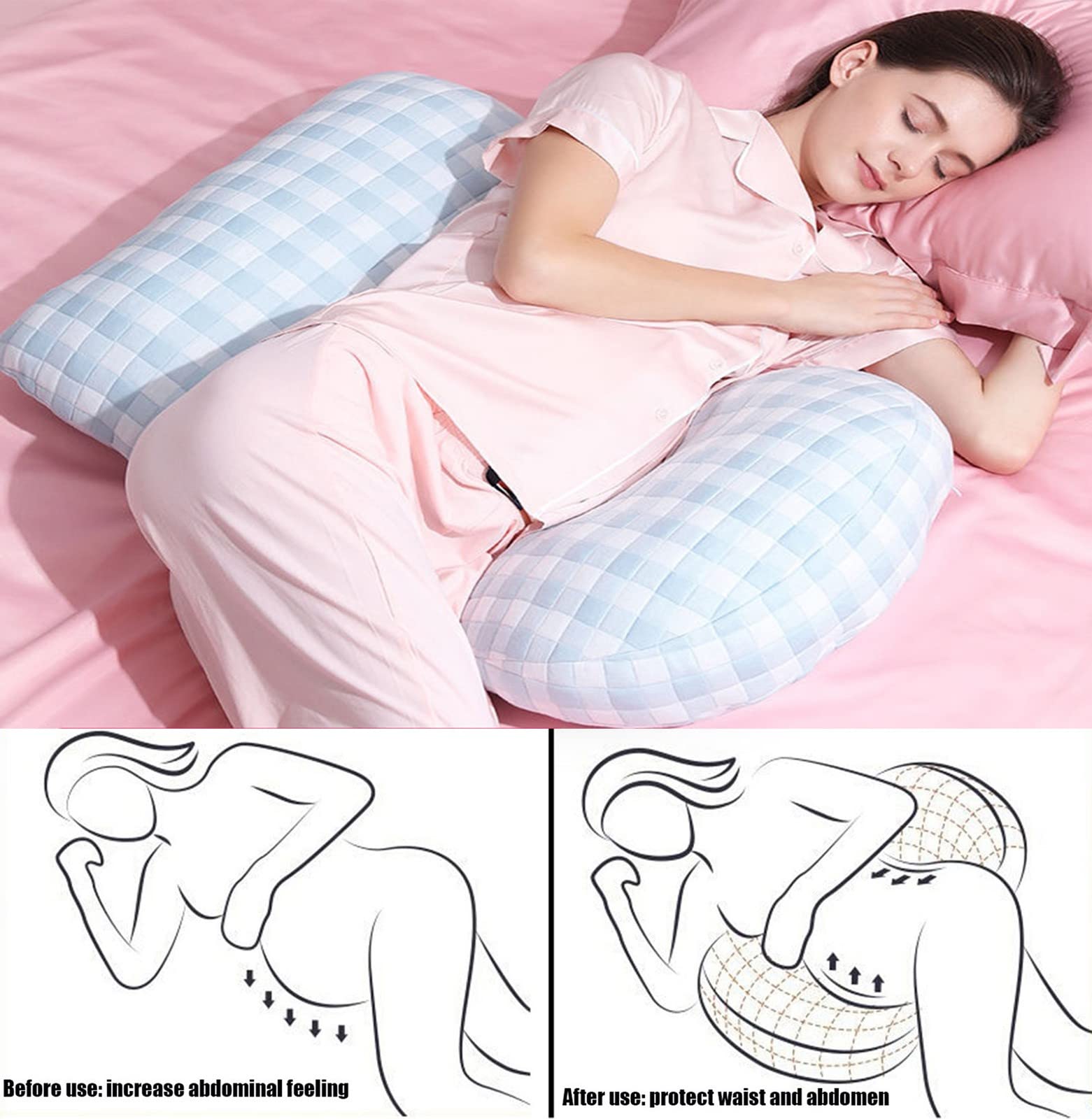 G-Shaped Full Body Pregnancy Pillow, Detachable, 150 × 50 cm