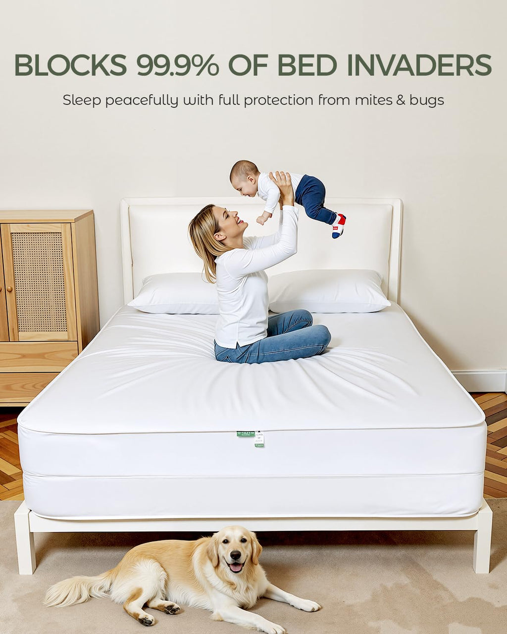 FAUNNA 100% Cotton Mattress Encasement Full 16&Duvet Cover Full