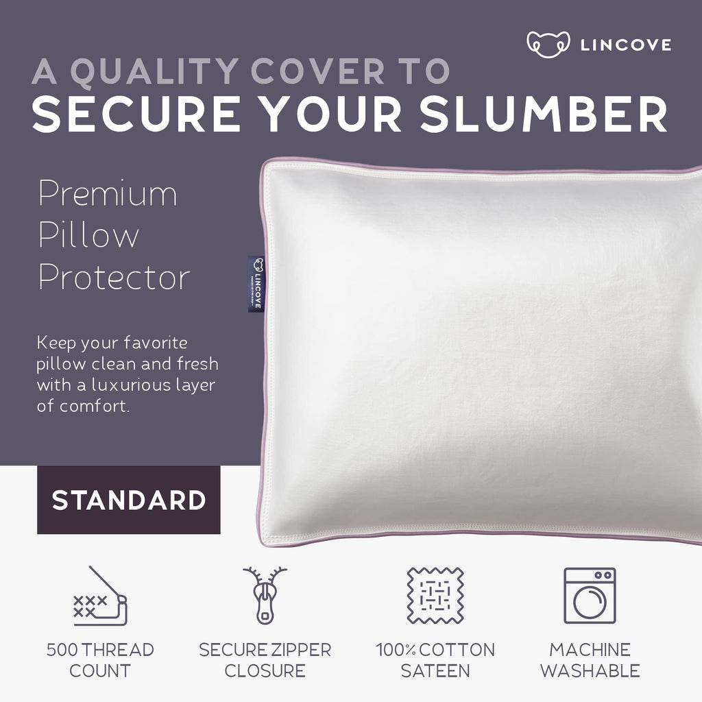 100% Cotton Sateen Pillow Protector, 400 Thread Count